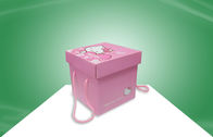 포장 식사를 위한 손잡이를 가진 장식적인 분홍색 Hellokitty 종이 선물 상자