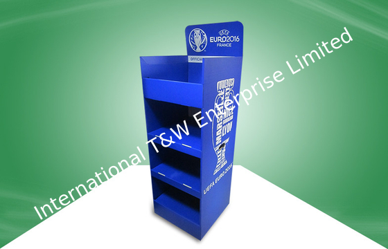 주문 4개의 선반 POS 마분지는 파란 회의 지면 진열대를 표시합니다 online manufacture