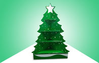 장난감을 승진시키기를 위한 녹색 크리스마스 나무 마분지 깔판 전시는, 전염성이는 디자인을 주목합니다