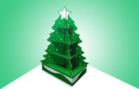 장난감을 승진시키기를 위한 녹색 크리스마스 나무 마분지 깔판 전시는, 전염성이는 디자인을 주목합니다