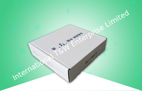 주문 플라스틱 손잡이를 가진 유리를 위한 물결 모양 판지 서류상 포장 상자 online manufacture