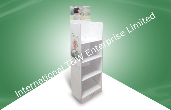 주문 백색 4 선반 마분지 자유로운 서 있는 화면 장치 오프셋 인쇄 online manufacture