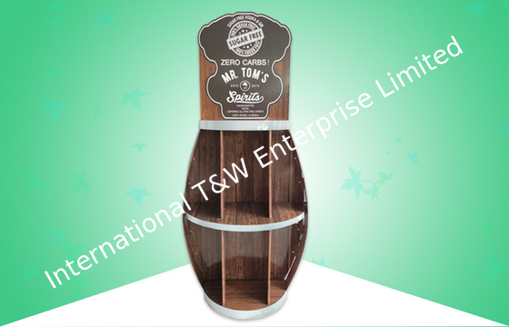 주문 정신 판매를 위한 배럴 모양 마분지 지면 진열대 2 선반 online manufacture
