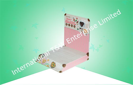 좋은 가격 CMYK 350gsm 판지 카운터 탑 디스플레이 PP 엷은 조각 모양 온라인으로